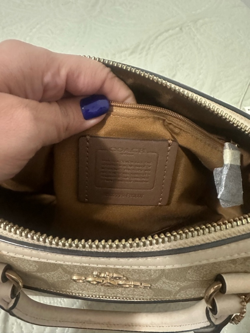 Coach Beige and Chalk Signature Canvas Satchel - Picture 12 of 13